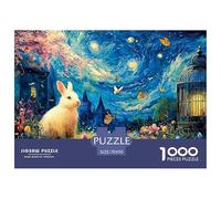 A White Easter Bunny with Flowers 1000 Pcs Stabiler Karton Puzzle Kitten Lebendige Bilder Kreatives Spiel Puzzles Als Geburtstagsgeschenke 70x50cm/1000pcs