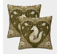 A White Fox Is in The Center of The Heart-Shaped Pattern. Fundas De Almohada 2 Paquetes 45x45cm, Cojín Cuadrado,Adecuada para Sofá Cama,Coche Y Decoración del Hogar