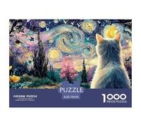 A White Kitty Eye 1000 Pcs Premium-Karton Puzzle Kitten Stressabbau Familienspiel Puzzles Als Wohnaccessoires 70x50cm/1000pcs