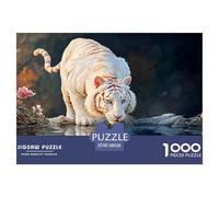 A White Kitty Walking on The Water Surface 1000 Stück Stabiler Karton Puzzle Kitten Lebendige Bilder Kreatives Spiel Puzzles Als Wohnaccessoires 38x26cm/1000pcs