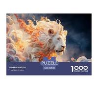 A White Wild Beast Its Full Body Burning with Fire 1000 Pcs Ökopapier Puzzle Kitten Lebendige Bilder Familienspiel Puzzles Für Erwachsene Und Kinder 52x38cm/1000pcs