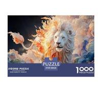A White Wild Beast Its Full Body Burning with Fire 1000 Pcs Premium-Karton Puzzle Kitten Lebendige Bilder Familienspiel Puzzles Als Wohnaccessoires 38x26cm/1000pcs