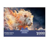 A White Wild Beast Its Full Body Burning with Fire 1000 Stück Stabiler Karton Puzzle Kitten Stressabbau Kreatives Spiel Puzzles Für Erwachsene Und Kinder 38x26cm/1000pcs