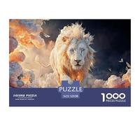 A White Wild Beast with Blue Eyes 1000 Stück Stabiler Karton Puzzle Kitten Lebendige Bilder Kreatives Spiel Puzzles Als Wohnaccessoires 52x38cm/1000pcs