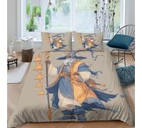 A Wizard with Bells Hanging from His Staff Juego De Ropa De Cama para,Funda Nórdica Y Fundas De Almohada Funda De Edredón De Microfibra Impresa En 3D para Niños Y Niñas,King（220x240cm）