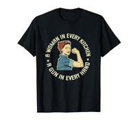 A Woman In Every Kitchen A Gun In Every Hand Funny Men Women Camiseta