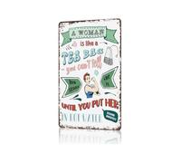 A Woman Is Like A Teabag You Never Know How Strong She Is Funny Metal Sign Vintage Tin Sign Inspirational Quote Sign for Kitchen Cafe Office (8 X 12 inch)
