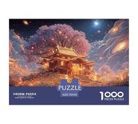 A Wooden House Covered with Flowers 1000 Pièces Rompecabezas Cherry Blossom Imágenes Vibrantes para Adultos Juego Familiar 70x50cm/1000pcs