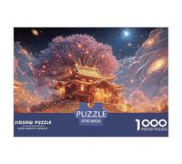 A Wooden House Covered with Flowers 1000 Pzas Corte Preciso Rompecabezas Cherry Blossom Divertido Jigsaw Decoración Amigos 38x26cm/1000pcs
