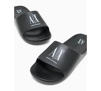 A | X ARMANI EXCHANGE, Icon Slide Sandal Hombre, Black Op White, 47 EU