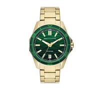 Armani Exchange Relojes para Hombre, Movimiento Fecha trifunción de Cuarzo y Caja de 44 mm con Correa de Acero o Silicona, Tono Dorado y Verde