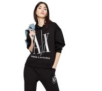 A｜X ARMANI EXCHANGE Sudadera con Capucha Icon Project, Negro, Large para Mujer