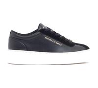 A|X Armani Exchange Women's Kurt, Suede Details, Chunky Sole, Gold Logo Charms, Sneaker, Black, 39