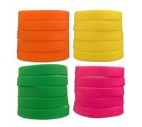 A-yeite Juego de 20 pulseras de neón de los años 80 y 90 a granel, pulseras elásticas de goma para mujeres y hombres, accesorios de disfraces, joyería de los años 80, Adjustable, Caucho, No es una