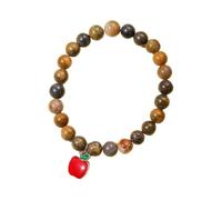 A-yeite Pulsera para el día del profesor, geométrica irregular, piedra natural, colgante de manzana, pulsera creativa de ojo de tigre para mujer, Talla única, Zinc, No es una piedra preciosa