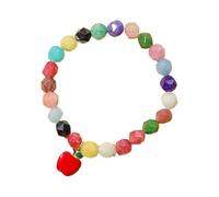 A-yeite Pulsera para el día del profesor, geométrica irregular, piedra natural, colgante de manzana, pulsera creativa de ojo de tigre para mujer, Talla única, Zinc, No es una piedra preciosa
