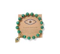 A-yeite Pulseras de mal de ojo hecho a mano con cuentas de piedra natural contra el mal de ojo Hamsa, pulsera de mano para mujeres y hombres, protección de la amistad, regalo de joyería de buena