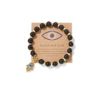 A-yeite Pulseras de mal de ojo hecho a mano con cuentas de piedra natural contra el mal de ojo Hamsa, pulsera de mano para mujeres y hombres, protección de la amistad, regalo de joyería de buena