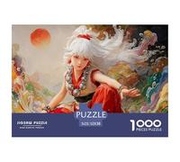 A Young Girl with White Hair Wearing Red Pants 1000 Pcs Cartón Fuerte Rompecabezas Oriental Fantasy Female Liberador De Estrés Juego Creativo Puzzle para Niños Pequeños 52x38cm/1000pcs
