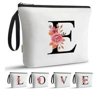 A-Z Bag Bolsa de Maquillaje para niña, Regalo de cumpleaños, Ideal para Mejores Amigas, Hermanas, Estudiantes, White, A, Neceser (E)