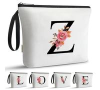 A-Z Bag Bolsa de Maquillaje para niña, Regalo de cumpleaños, Ideal para Mejores Amigas, Hermanas, Estudiantes, White, A, Neceser (Z)