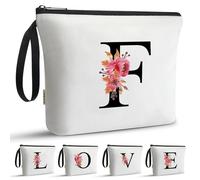 A-Z Bag Bolsa de Maquillaje para niña, Regalo de cumpleaños, Ideal para Mejores Amigas, Hermanas, Estudiantes, White, A, Neceser (F)