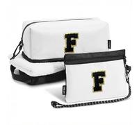 A-Z BAG Neceser personalizado para mujeres y hombres, set de viaje con cepillo de maquillaje organizador y protección RFID funda para pasaporte impermeable regalo, Negro , Unisex, F