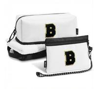 A-Z BAG Neceser personalizado para mujeres y hombres, set de viaje con cepillo de maquillaje organizador y protección RFID funda para pasaporte impermeable regalo, Negro , B