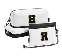 A-Z BAG Neceser personalizado para mujeres y hombres, set de viaje con cepillos de maquillaje organizador y protección RFID funda para pasaporte impermeable regalo H
