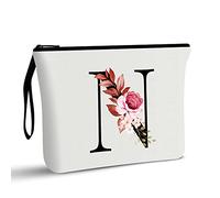 A-Z - Bolsa de Maquillaje Personalizada, Regalos de cumpleaños para Mujeres y Madres, Regalos para Mejor Amiga, Bolsa de cosméticos para Novia, Dama de Honor, Señoras (A) (N, Blanco)
