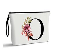 A-Z - Bolsa de Maquillaje Personalizada, Regalos de cumpleaños para Mujeres y Madres, Regalos para Mejor Amiga, Bolsa de cosméticos para Novia, Dama de Honor, Señoras (A) (O, Blanco)