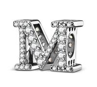 A-Z Letter 925 Sterling Silver Charm Compatible con pulseras y Collares Europeos con pulseras Pandora