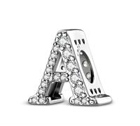 A-Z Letter 925 Sterling Silver Charm Compatible con pulseras y Collares Europeos con pulseras Pandora