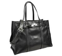 A1 FASHION GOODS Cordelia - Bolso de mano de piel auténtica para mujer, bolso de hombro para el trabajo, viajes y compras, múltiples bolsillos, correa ajustable, Black, Medium