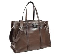 A1 FASHION GOODS Cordelia - Bolso de mano de piel auténtica para mujer, bolso de hombro para el trabajo, viajes y compras, múltiples bolsillos, correa ajustable, café, Medium