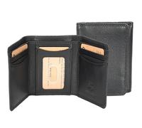 A1 FASHION GOODS John John - Cartera de piel para hombre con ventana de identificación con bloqueo RFID, múltiples ranuras para tarjetas, en caja de regalo, Black, Tri-fold, Triple pliegue