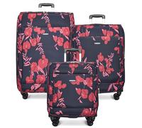 A1 FASHION GOODS Maleta de cuatro ruedas, ligera, expandible, con estampado floral, color azul marino, Navy, Full Set of 3 Sizes, Maleta
