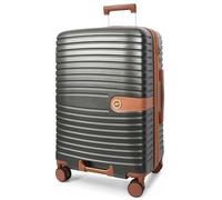 A1 FASHION GOODS Maleta rígida con 4 ruedas, ampliable, ligera, con bloqueo de dígitos marrón, gris, Medium Check-in, Maleta