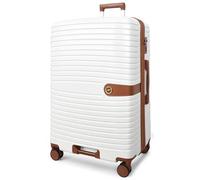 A1 FASHION GOODS Maleta rígida con 4 ruedas, ampliable, ligera, con bloqueo de dígitos marrón, White, Large Check-in, Maleta