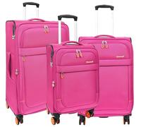 A1 FASHION GOODS Maletas dobles de 4 ruedas, ligeras, expandibles, equipaje, TSA Lock, bolsas de viaje triviales, Pink, Full Set Cabin+Medium+Large, Equipaje extensible con ruedas y carcasa suave