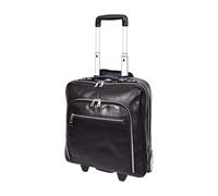 A1 FASHION GOODS Maletín de piel prémium con ruedas, para viajes, negocios, laptop, múltiples bolsillos con cremallera, A51, Black, M, Estuche Pilot