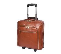 A1 FASHION GOODS Maletín de piel prémium con ruedas, para viajes, negocios, laptop, múltiples bolsillos con cremallera, A51, Tan, M, Estuche Pilot