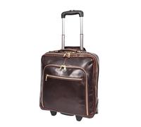 A1 FASHION GOODS Maletín de piel prémium con ruedas, para viajes, negocios, laptop, múltiples bolsillos con cremallera, A51, Brown, M, Estuche Pilot