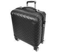 A1 FASHION GOODS Pilot Case Diamond - Bolsa de viaje de piel sintética acolchada con 8 ruedas, tamaño cabina, Black, Carry-on 18 inches, Maletín de piloto con ruedas giratorias