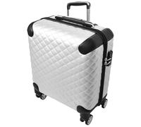 A1 FASHION GOODS Pilot Case Diamond - Bolsa de viaje de piel sintética acolchada con 8 ruedas, tamaño cabina, Silver, Carry-on 18 inches, Maletín de piloto con ruedas giratorias