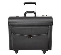 A1 FASHION GOODS Rolling Pilot - Funda de piel sintética con 4 ruedas, tamaño de cabina de doble bloqueo, bolsa de viaje de negocios Aero, Black, L, Maletín grande tamaño cabina Pilot Case
