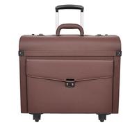 A1 FASHION GOODS Rolling Pilot - Funda de piel sintética con 4 ruedas, tamaño de cabina de doble bloqueo, bolsa de viaje de negocios Aero, Brown, L, Maletín grande tamaño cabina Pilot Case