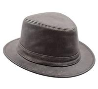 A1 FASHION GOODS Sombrero de caballero Fedora Trilby Gángster de piel auténtica, color marrón, marrón, XL