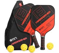 A11N HyperFeather SE - Juego de 2 palas de pickleball - Aprobado por USAPA | 8 onzas, cara de grafito y núcleo de polímero, agarre acolchado | 4 bolas para exteriores y 1 bolsa de honda, color rojo