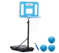 A11N SPORTS Aro de baloncesto para piscina con borde LED de 16.5 pulgadas, altura ajustable, tablero de PET, base resistente, pelota y bomba incluidas, juego de baloncesto acuático para jugar junto a